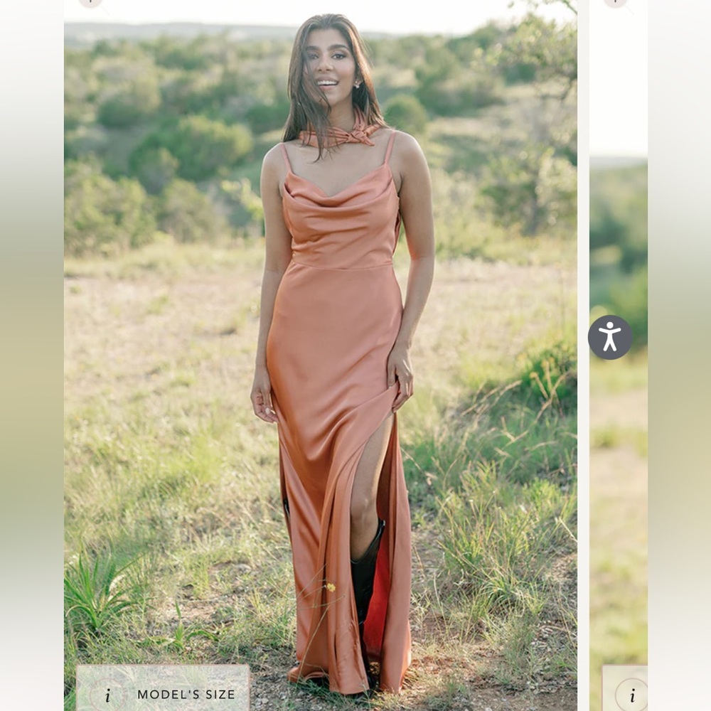 Revelry Nadia dress satin in gold champagne
